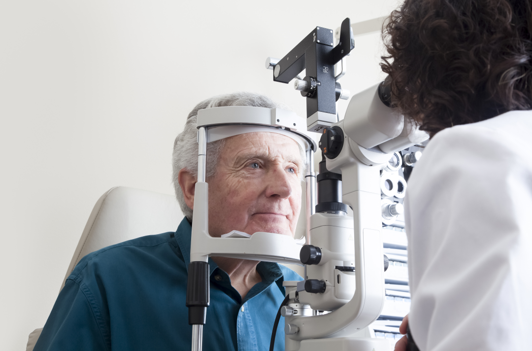 Picture: Man receiving eye exam from ophthalmologist